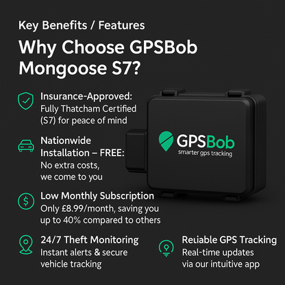 4G GPSBob Mongoose S7 Thatcham-Approved Tracker – UK Insurance-Approved GPS Tracking for Vehicle Security